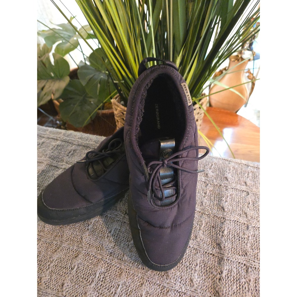 COLE HAAN Zerogrand Men Black Quilted Puffer Sneakers Fleece Lined Slip Size 12